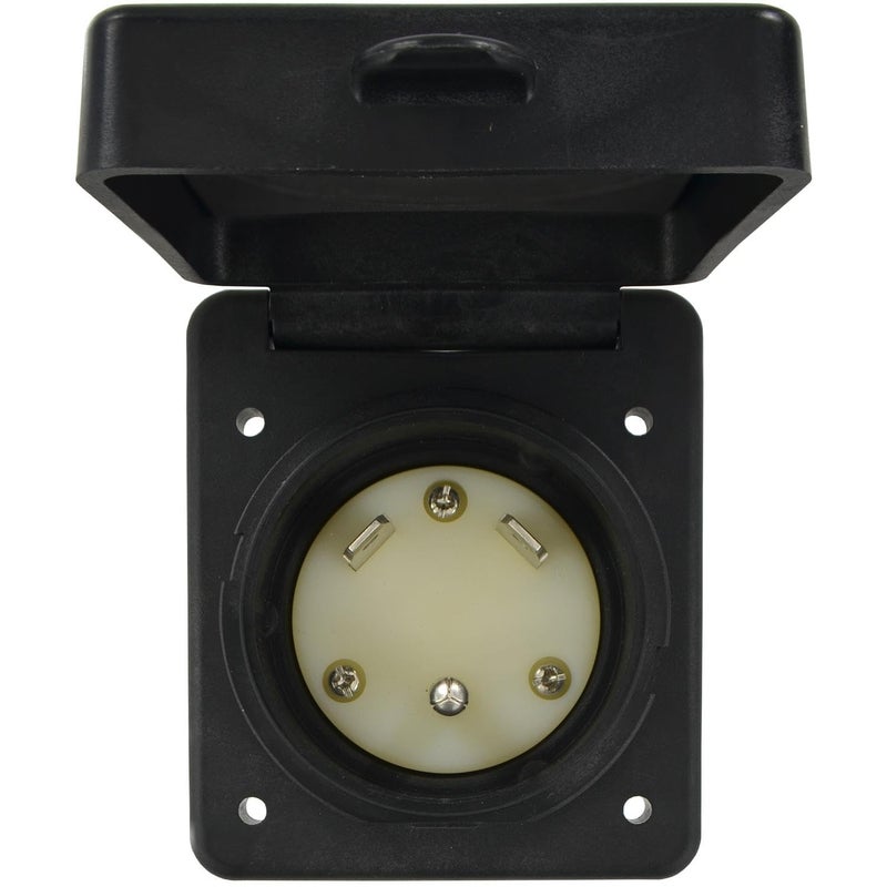 Conntek 80458-SQBK RV 30-Amp Straight Blade Black Squire Cover RV/Marine Inlet - Image 1